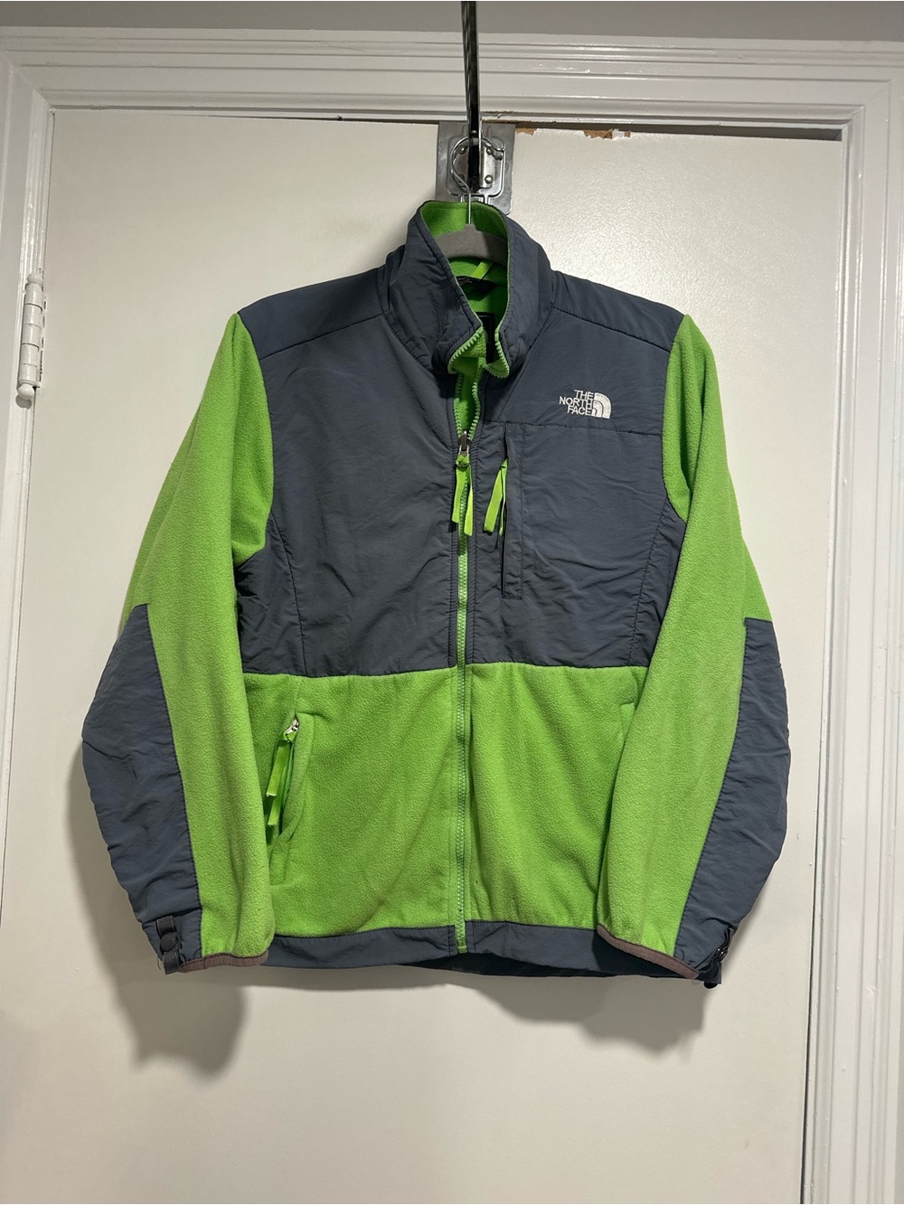 The North Face Y2K Style Denali Fleece Jacket Sz: L Bright Lime Green Full Zip.